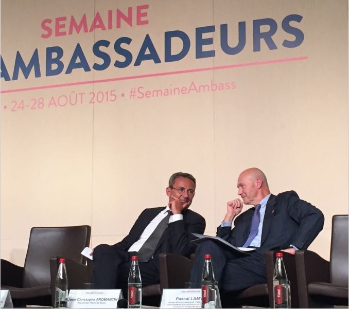 Pascal LAMY, Inter-ministerial Delegate to France’s candidacy for the 2025 World Expo, with Jean-Christophe FROMANTIN, President of EXPOFRANCE 2025